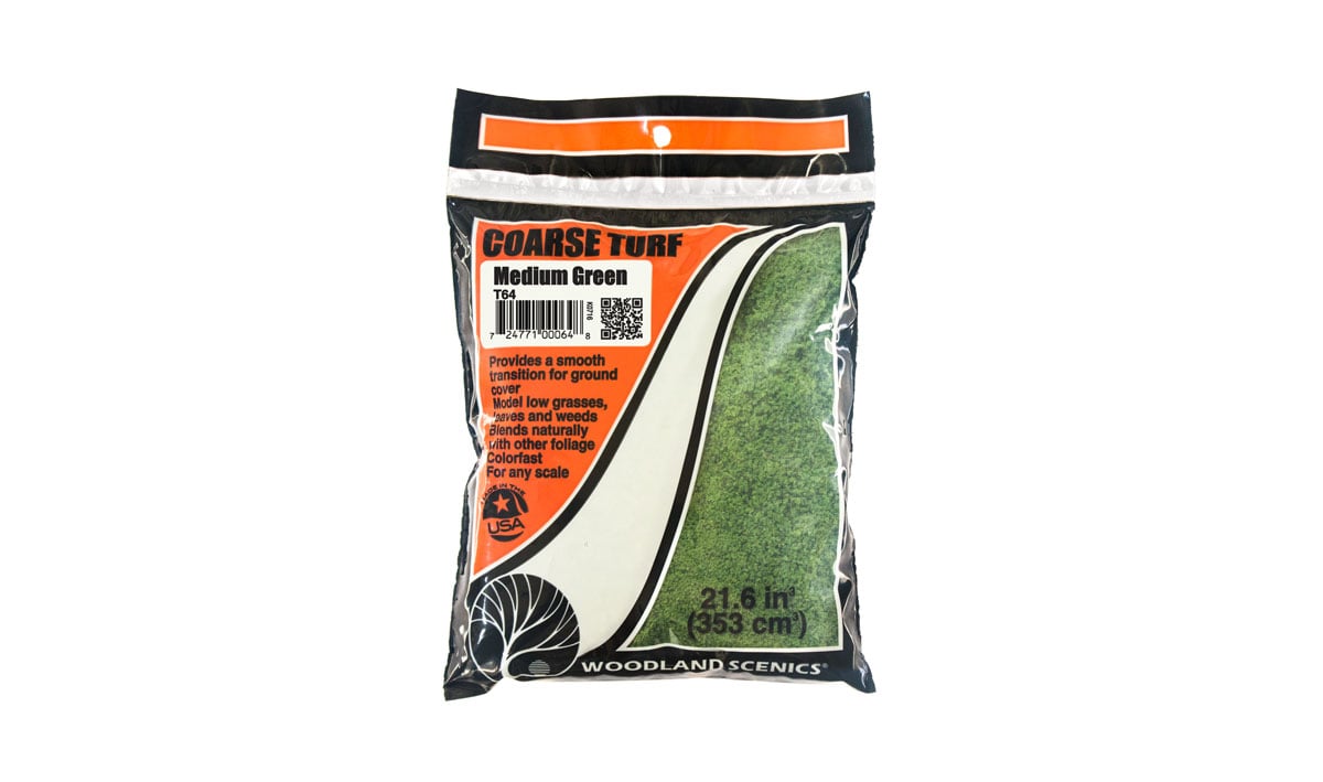 (WOODLAND SCENICS) MEDIUM GREEN COARSE TURF (BAG) T64