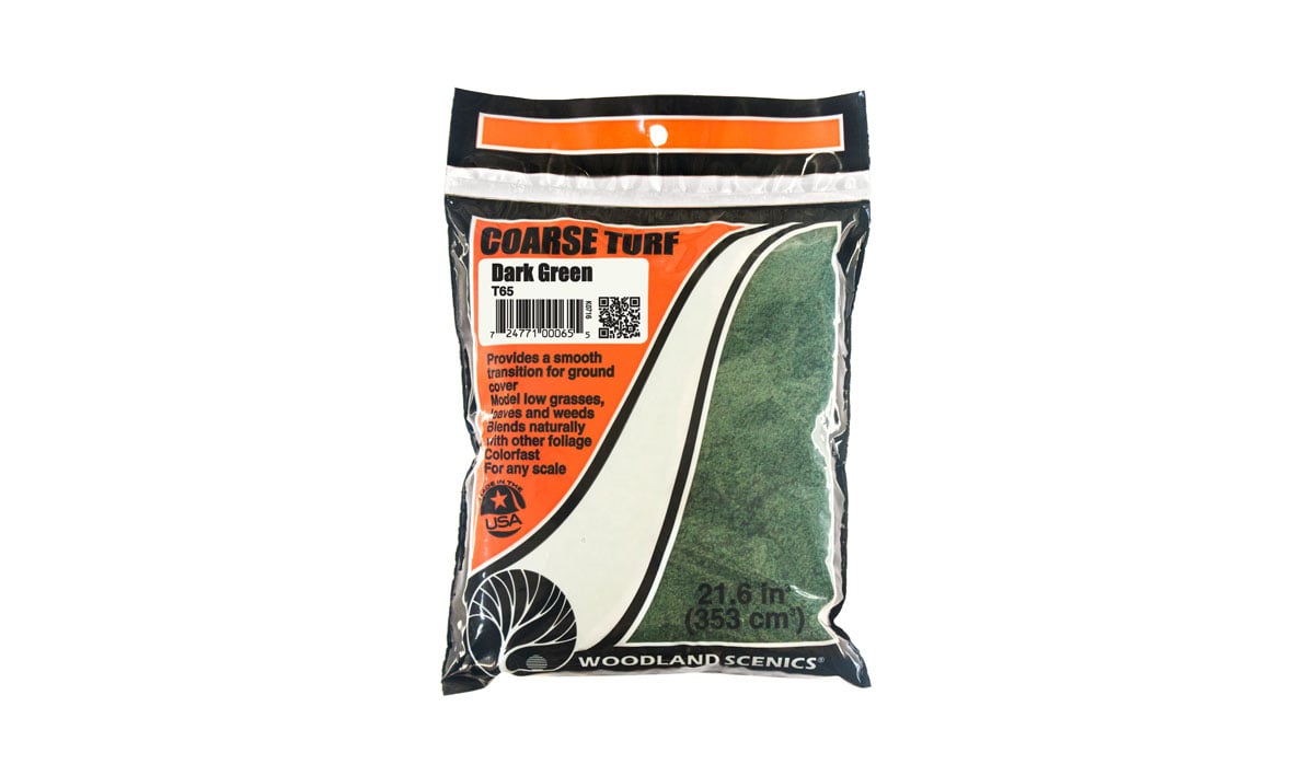 (WOODLAND SCENICS) DARK GREEN COARSE TURF (BAG) T65