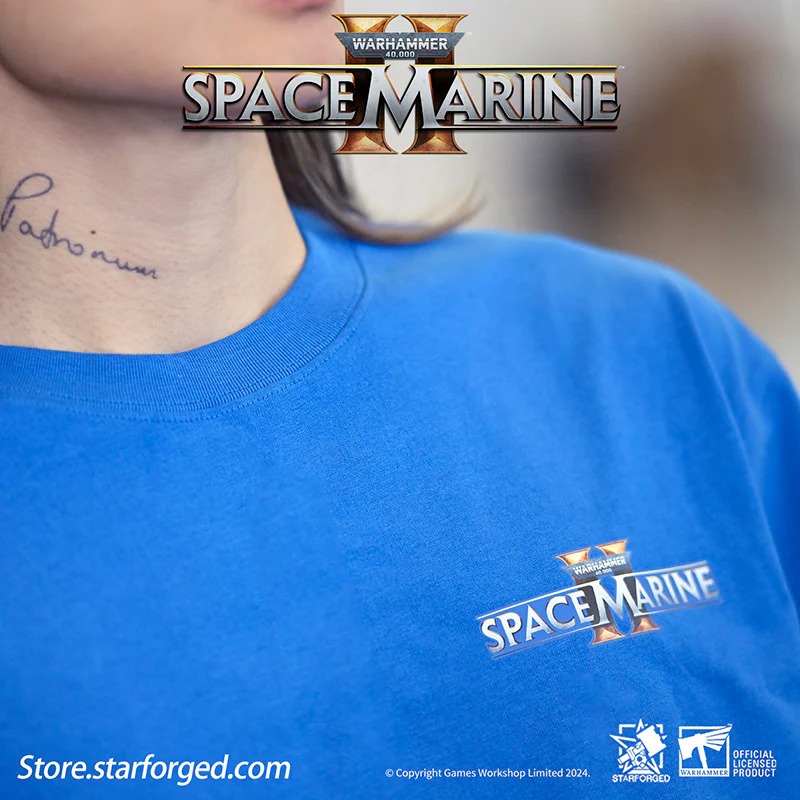 (STARFORGED) Space Marines 2 Themed Men's & Women Short Sleeve Blue Tshirt-1752494343-E7L0a.jpg