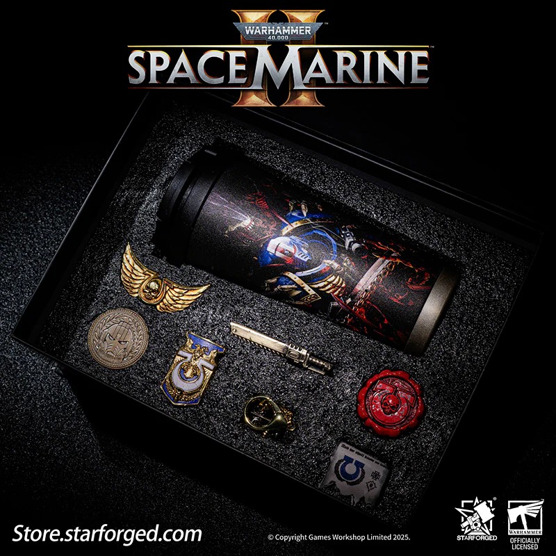 (STARFORGED) Warhammer 40K Space Marine II Gift Set Ultramarine Keychain & Water Bottle Brooch Set Limited Edition-1754160465-HSirz.jpg