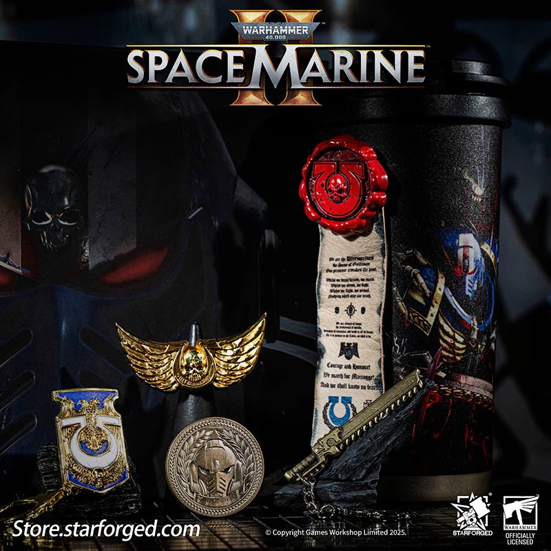 (STARFORGED) Warhammer 40K Space Marine II Gift Set Ultramarine Keychain & Water Bottle Brooch Set Limited Edition-1754160466-9JxRc.jpg